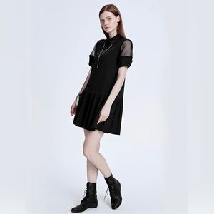 Black mesh sleeve shirt dress. NWT. Size small.